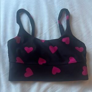 Beach Riot Black and Pink Heart Sports Bra